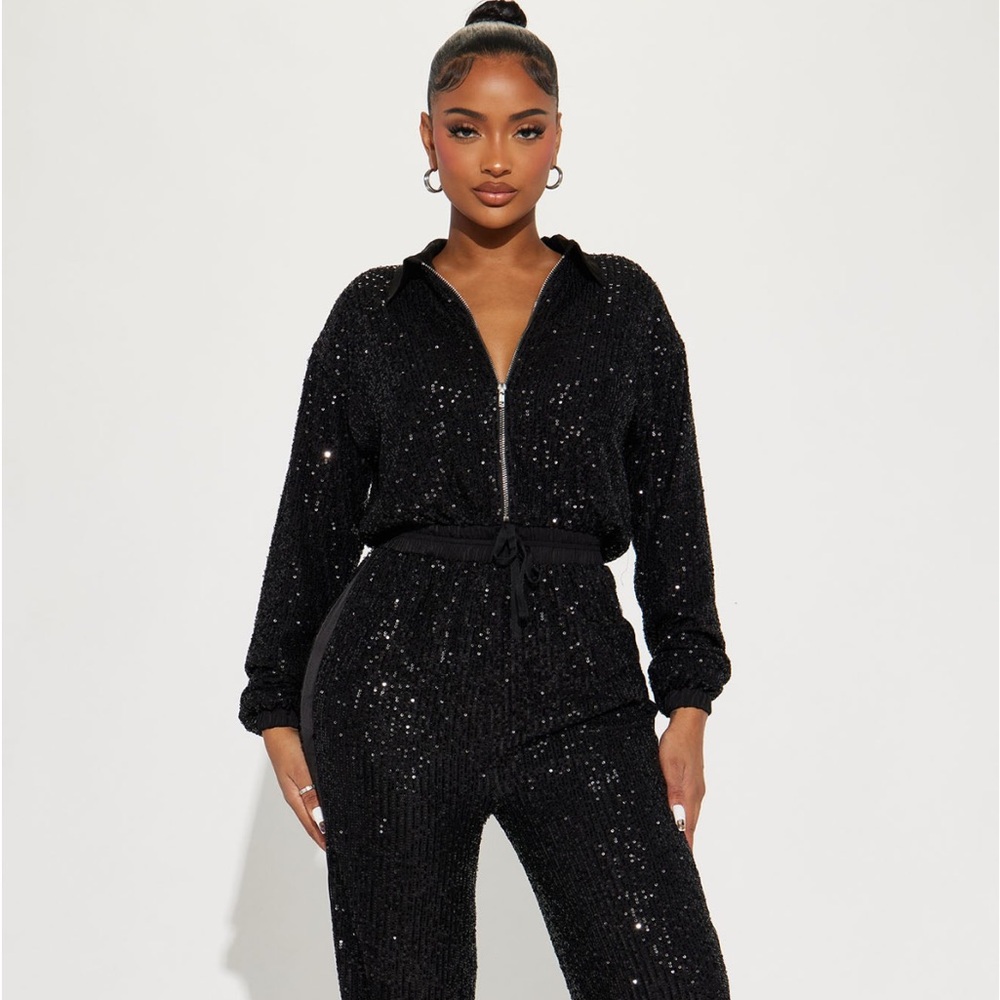 Sequin Black Jumpsuit Sz S